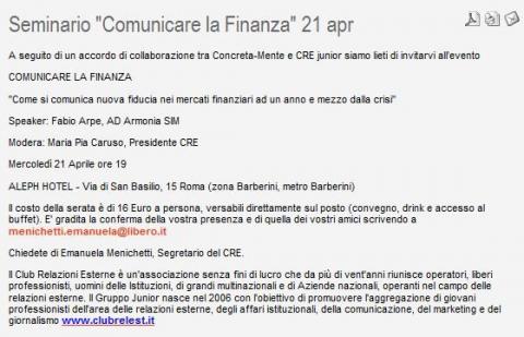 Comunicare la finanza