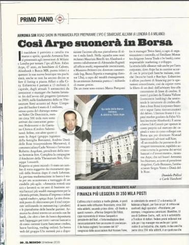 Così Arpe suonerà in Borsa