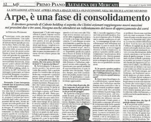 Arpe, è una fase di consolidamento