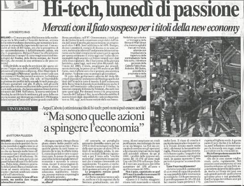 Hi-tech, lunedì di passione