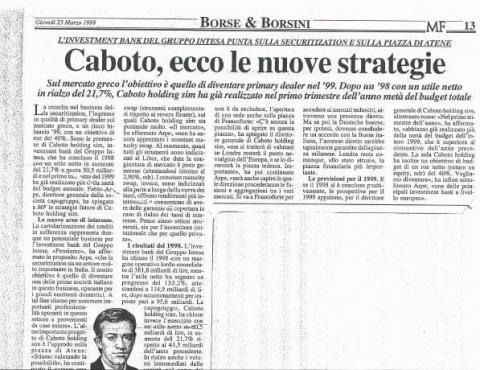 Caboto, ecco le nuove strategie