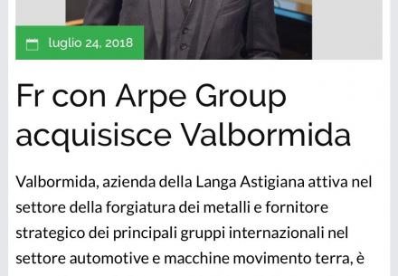 Fr con Arpe Group acquisisce Valbormida