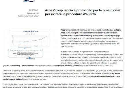 Milano Finanza | Arpe Group lancia il protocollo per le pmi in crisi