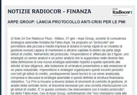 Radiocor Finanza | Arpe Group lancia protocollo anti-crisi per le pmi