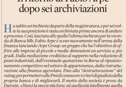 Il ritorno di Fabio Arpe dopo sei archiviazioni