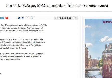 Borsa I.: F.Arpe, MAC aumenta efficienza e concorrenza