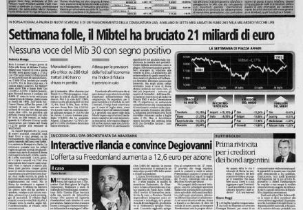 Il Mibtel ha bruciato 21 miliardi di euro