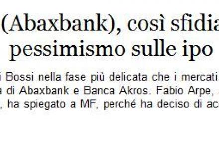 Arpe (Abaxbank), così sfidiamo il pessimismo sulle ipo