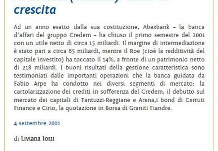 Abaxbank (Credem): conti in crescita