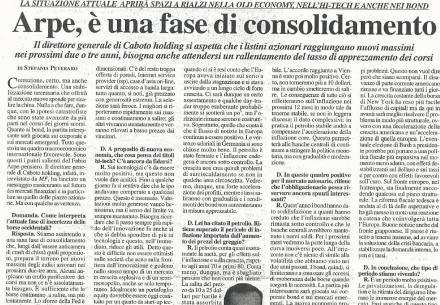 Arpe, è una fase di consolidamento