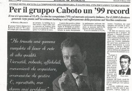 Per il gruppo Caboto un '99 record