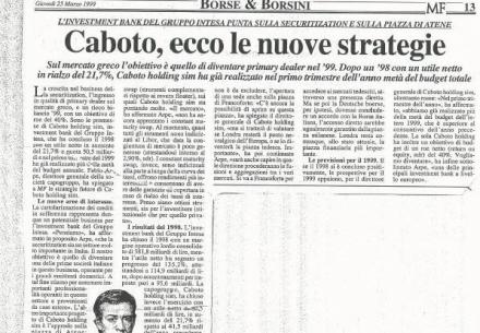 Caboto, ecco le nuove strategie